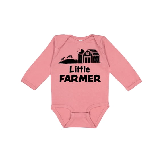 Inktastic Little Farmer Barn, Silo and Cows Boys or Girls Long Sleeve Baby Bodysuit