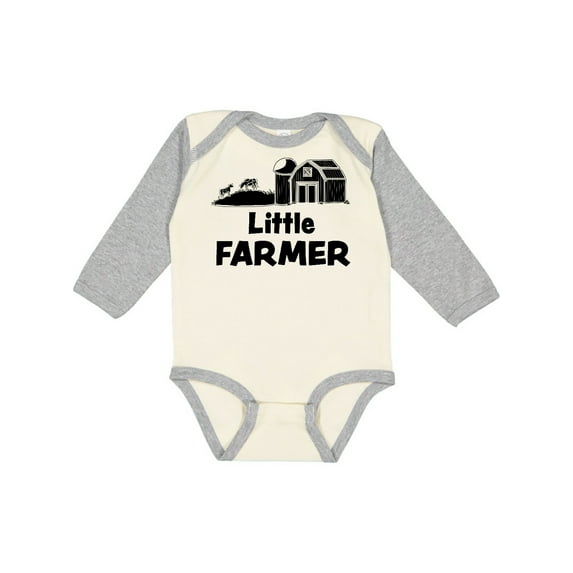 Inktastic Little Farmer Barn, Silo and Cows Boys or Girls Long Sleeve Baby Bodysuit