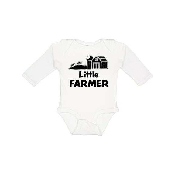Inktastic Little Farmer Barn, Silo and Cows Boys or Girls Long Sleeve Baby Bodysuit