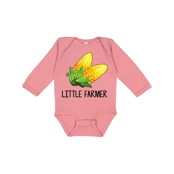 Inktastic Little Farmer with Corn Boys or Girls Long Sleeve Baby Bodysuit