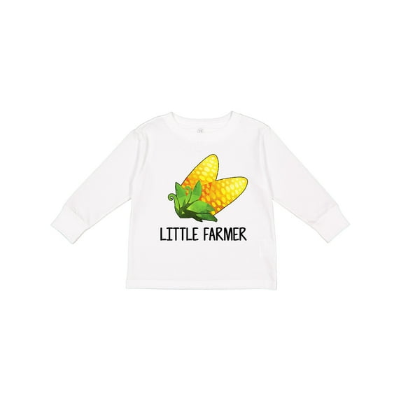 Inktastic Little Farmer with Corn Boys or Girls Long Sleeve Toddler T-Shirt