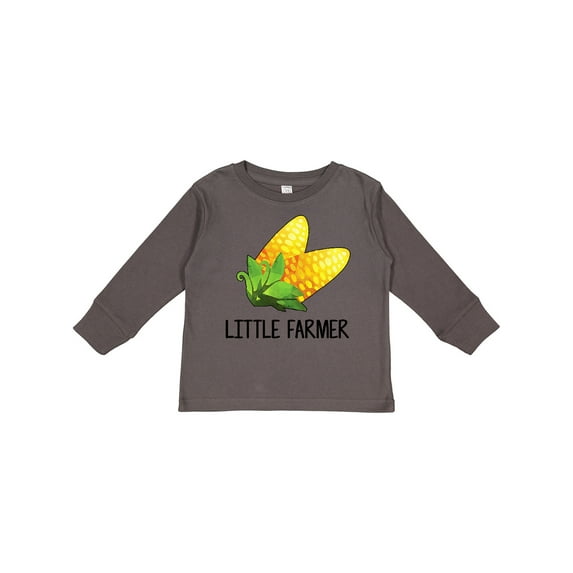 Inktastic Little Farmer with Corn Boys or Girls Long Sleeve Toddler T-Shirt
