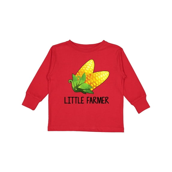 Inktastic Little Farmer with Corn Boys or Girls Long Sleeve Toddler T-Shirt
