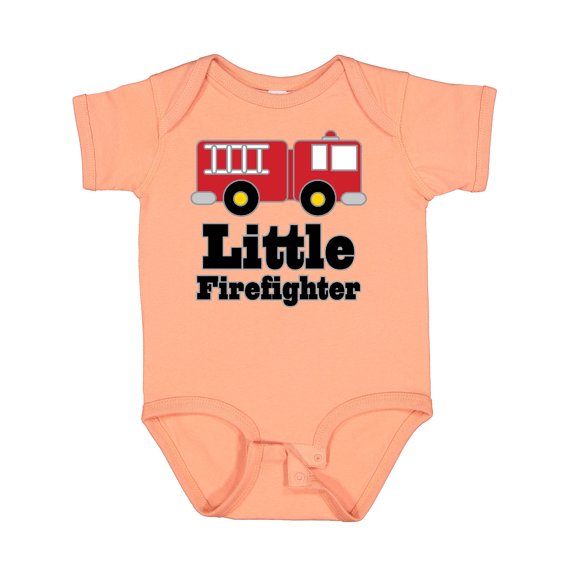 Inktastic Little Firefighter Fire Engine Boys or Girls Baby Bodysuit