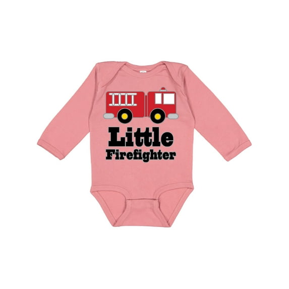 Inktastic Little Firefighter Fire Engine Boys or Girls Long Sleeve Baby Bodysuit