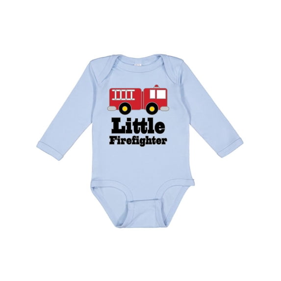 Inktastic Little Firefighter Fire Engine Boys or Girls Long Sleeve Baby Bodysuit