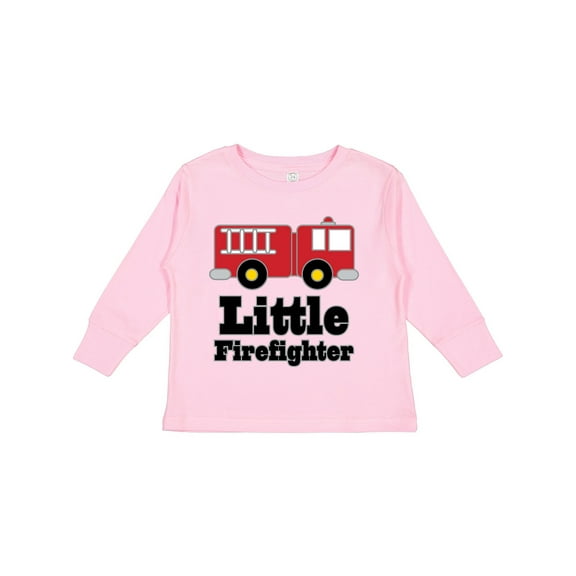 Inktastic Little Firefighter Fire Engine Boys or Girls Long Sleeve Toddler T-Shirt