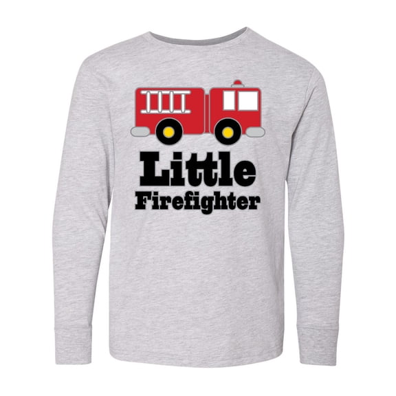 Inktastic Little Firefighter Fire Engine Long Sleeve Youth T-Shirt