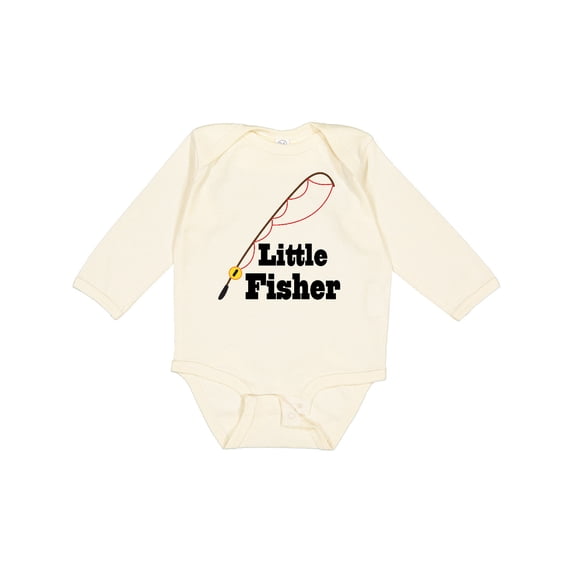Inktastic Little Fisher Fishing Boys or Girls Long Sleeve Baby Bodysuit