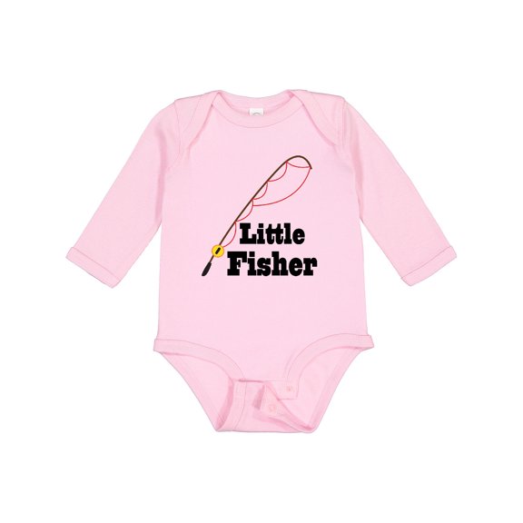 Inktastic Little Fisher Fishing Boys or Girls Long Sleeve Baby Bodysuit