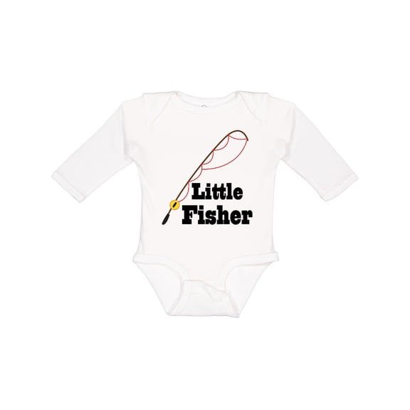 Inktastic Little Fisher Fishing Boys or Girls Long Sleeve Baby Bodysuit