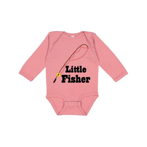 Inktastic Little Fisher Fishing Boys or Girls Long Sleeve Baby Bodysuit
