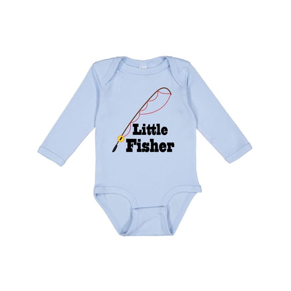 Inktastic Little Fisher Fishing Boys or Girls Long Sleeve Baby Bodysuit