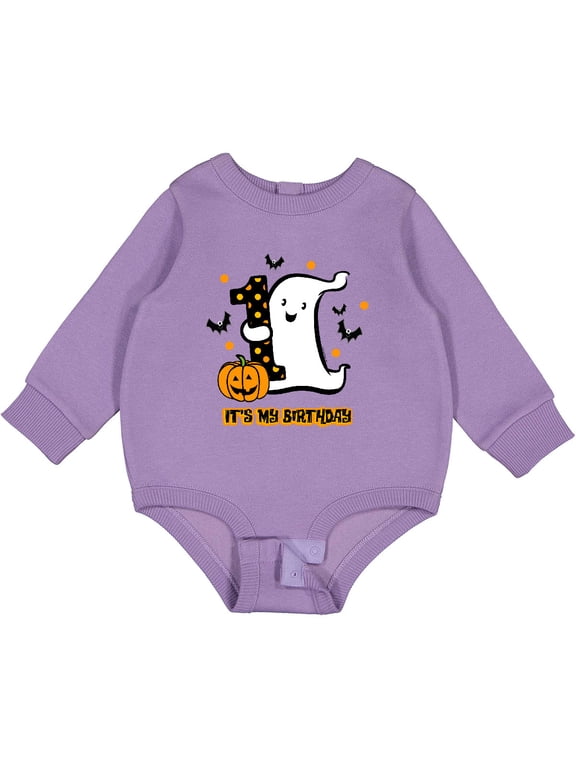 Little Ghost 1st Birthday Baby Fleece Bodysuit