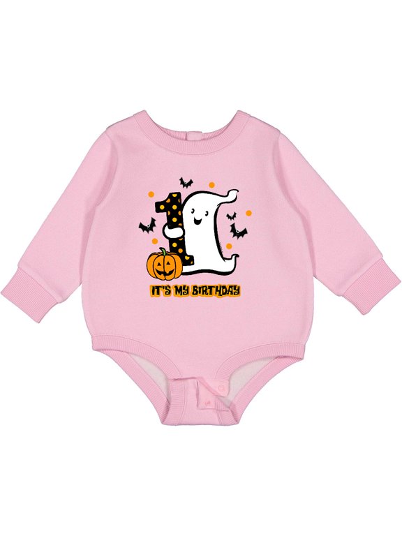 Little Ghost 1st Birthday Baby Fleece Bodysuit