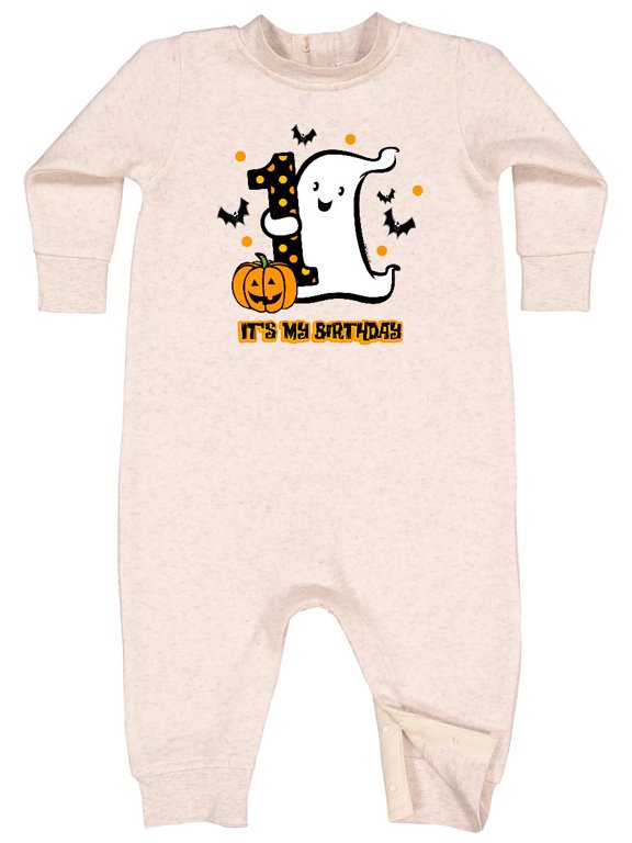 Little Ghost 1st Birthday Baby Fleece Romper