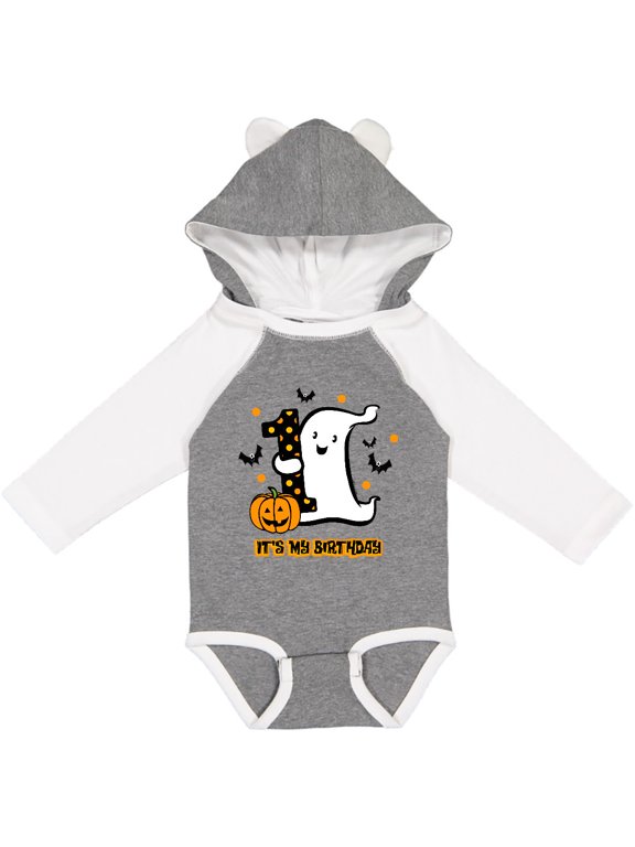 Little Ghost 1st Birthday Boys or Girls Long Sleeve Baby Bodysuit