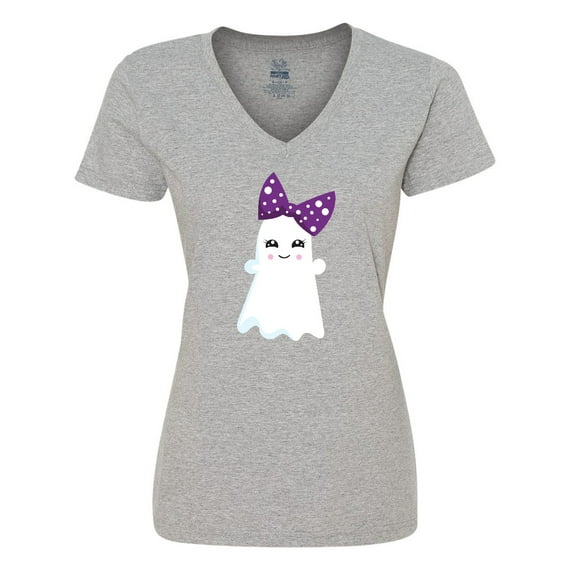 Inktastic Little Ghost, Cute Ghost, Ribbon, Halloween Women's V-Neck T-Shirt