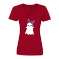 thumbnail image 1 of Inktastic Little Ghost, Cute Ghost, Ribbon, Halloween Women's V-Neck T-Shirt, 1 of 5