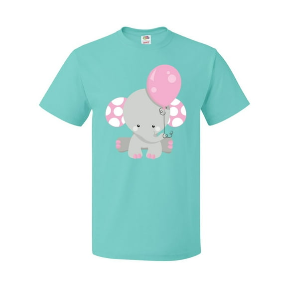 Inktastic Little Gray Elephant Holding A Pink Balloon T-Shirt