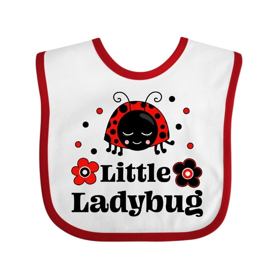Inktastic Little Ladybug with Flowers Boys or Girls Baby Bib
