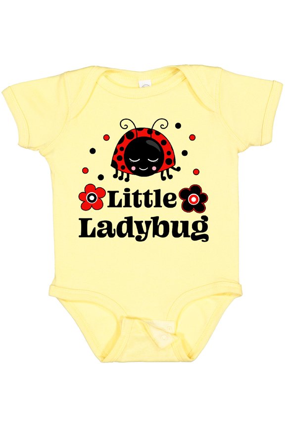 Little Ladybug with Flowers Boys or Girls Baby Bodysuit