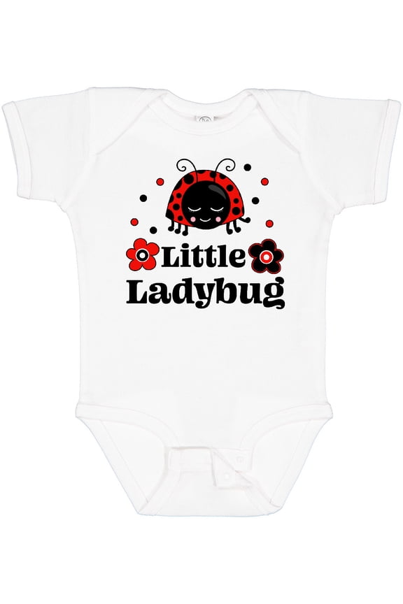 Little Ladybug with Flowers Boys or Girls Baby Bodysuit