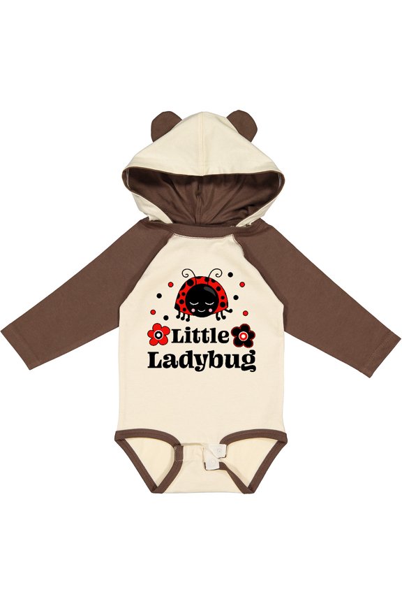 Little Ladybug with Flowers Boys or Girls Long Sleeve Baby Bodysuit