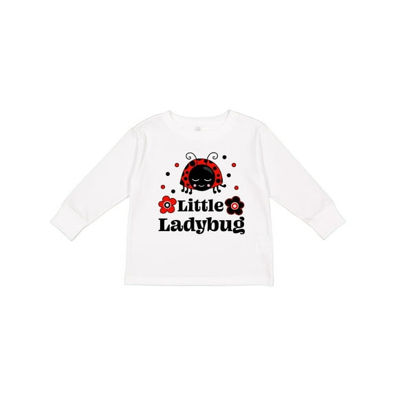 Inktastic Little Ladybug with Flowers Boys or Girls Long Sleeve Toddler T-Shirt