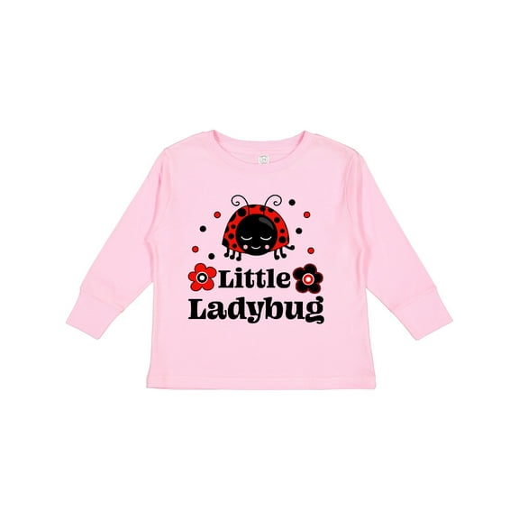 Inktastic Little Ladybug with Flowers Boys or Girls Long Sleeve Toddler T-Shirt