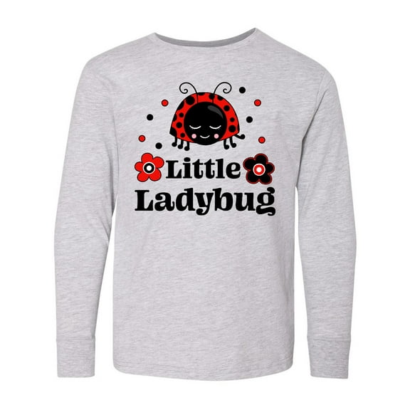 Inktastic Little Ladybug with Flowers Long Sleeve Youth T-Shirt