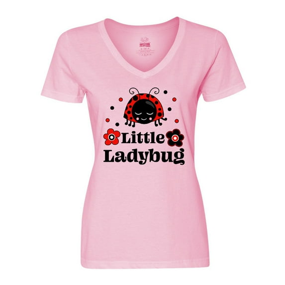 Inktastic Little Ladybug with Flowers Women's V-Neck T-Shirt