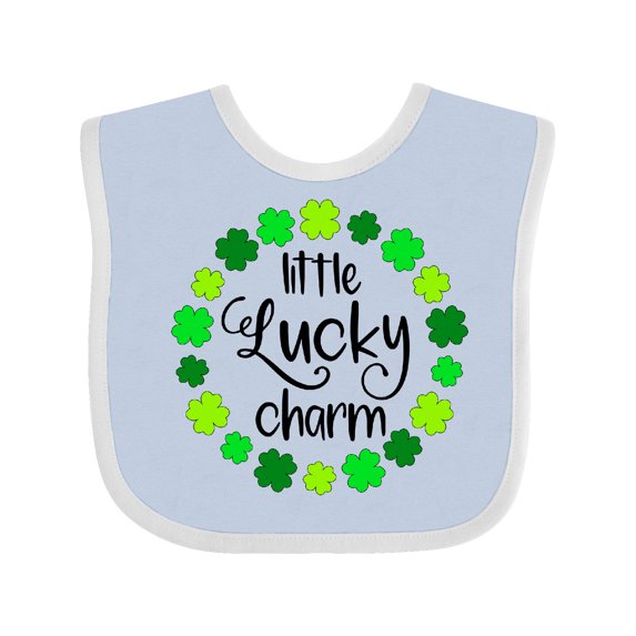Inktastic Little Lucky Charm with Four-leaf Clovers Boys or Girls Baby Bib