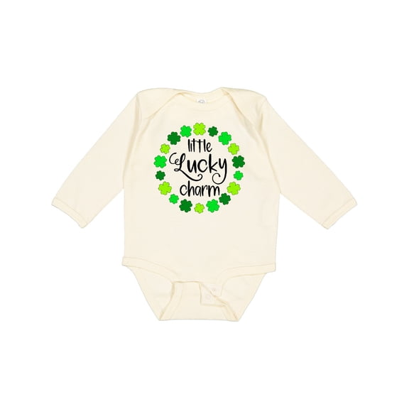 Inktastic Little Lucky Charm with Four-leaf Clovers Boys or Girls Long Sleeve Baby Bodysuit