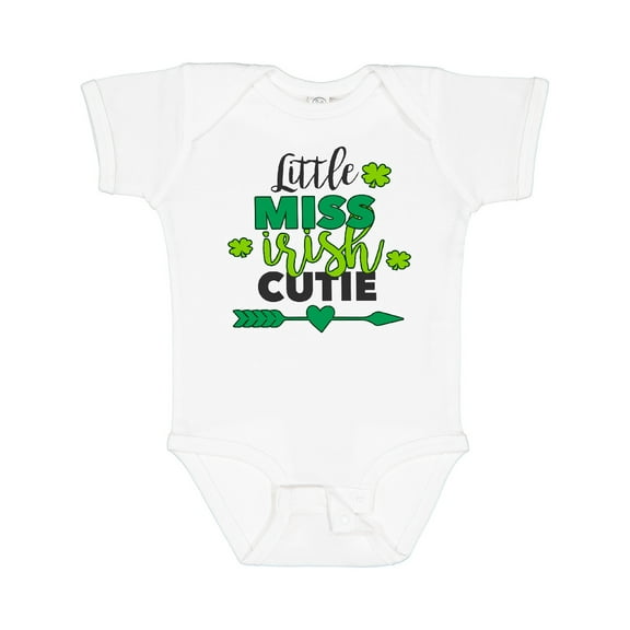 Inktastic Little Miss Irish Cutie with Shamrocks and Arrow Girls Baby Bodysuit