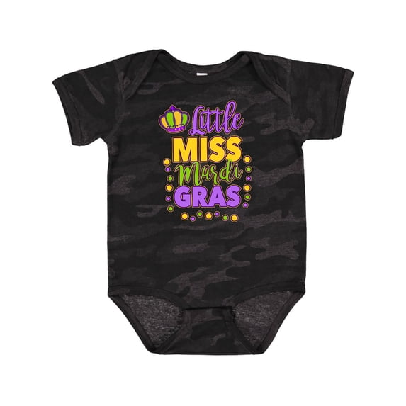 Inktastic Little Miss Mardi Gras with Crown and Dots Girls Baby Bodysuit