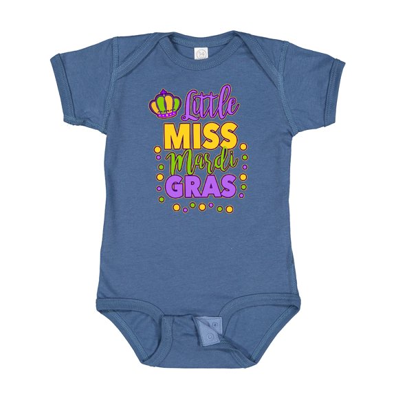 Inktastic Little Miss Mardi Gras with Crown and Dots Girls Baby Bodysuit