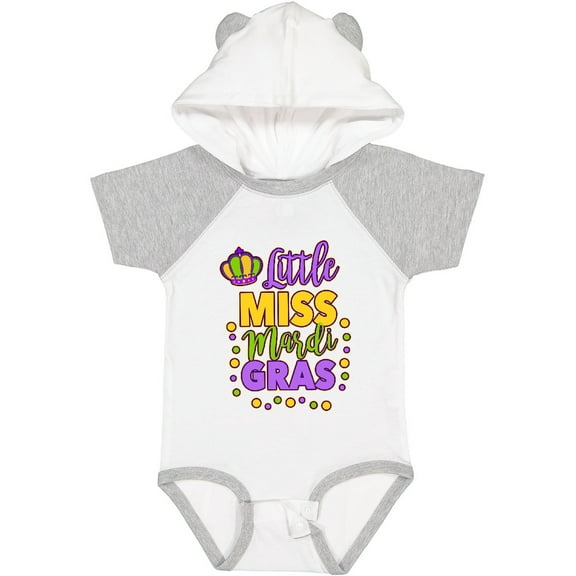 Inktastic Little Miss Mardi Gras with Crown and Dots Girls Baby Bodysuit
