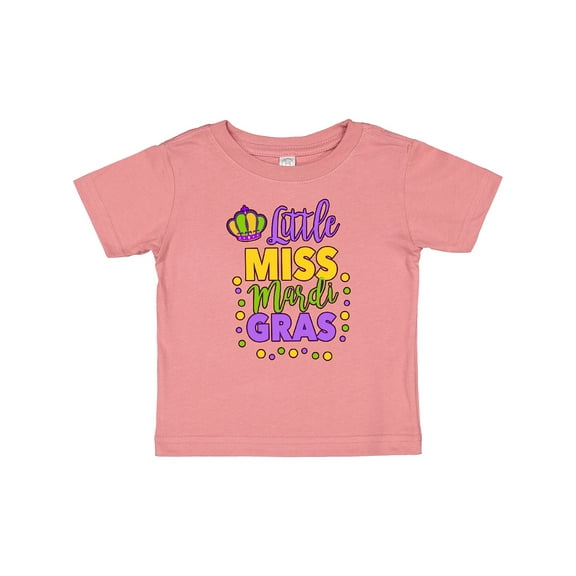 Inktastic Little Miss Mardi Gras with Crown and Dots Girls Baby T-Shirt