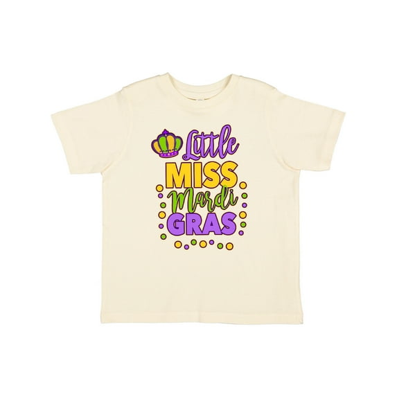 Inktastic Little Miss Mardi Gras with Crown and Dots Girls Toddler T-Shirt