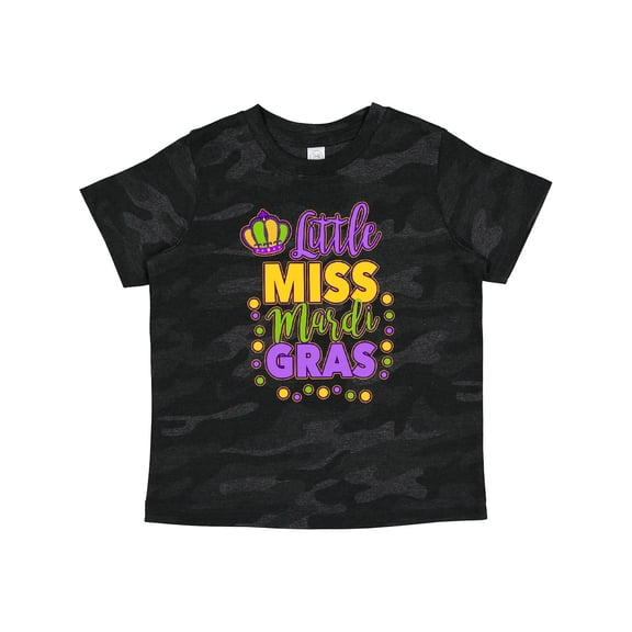 Inktastic Little Miss Mardi Gras with Crown and Dots Girls Toddler T-Shirt