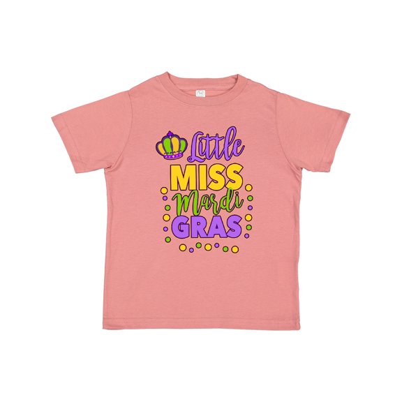 Inktastic Little Miss Mardi Gras with Crown and Dots Girls Toddler T-Shirt