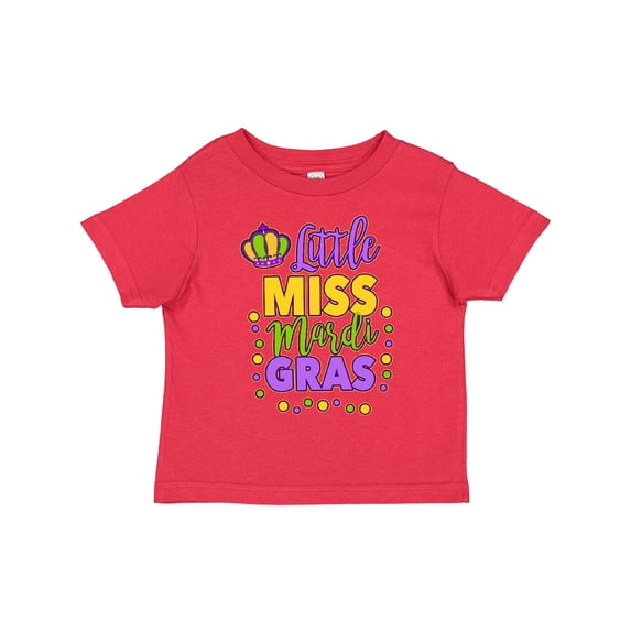 Inktastic Little Miss Mardi Gras with Crown and Dots Girls Toddler T-Shirt