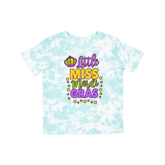Inktastic Little Miss Mardi Gras with Crown and Dots Girls Toddler T-Shirt