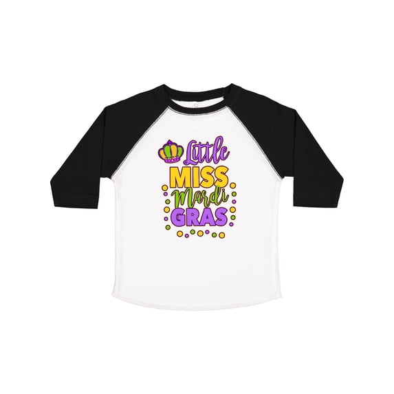 Inktastic Little Miss Mardi Gras with Crown and Dots Girls Toddler T-Shirt