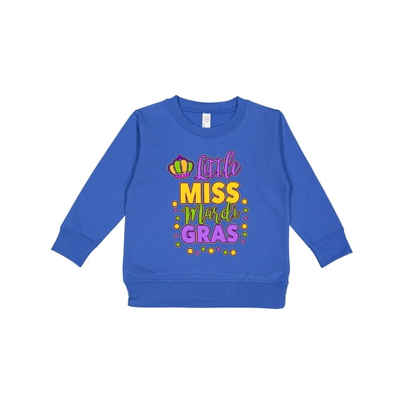 Inktastic Little Miss Mardi Gras with Crown and Dots Toddler Sweatshirt