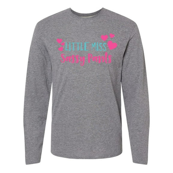 Inktastic Little Miss Sassy Pants, Hearts - Pink Blue Long Sleeve T-Shirt