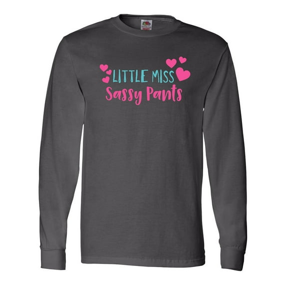 Inktastic Little Miss Sassy Pants, Hearts - Pink Blue Long Sleeve T-Shirt