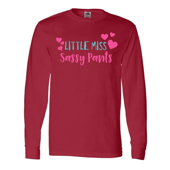 Inktastic Little Miss Sassy Pants, Hearts - Pink Blue Long Sleeve T-Shirt