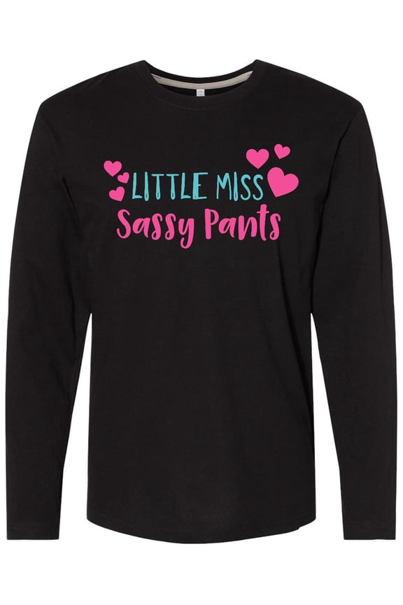 Little Miss Sassy Pants, Hearts - Pink Blue Long Sleeve T-Shirt